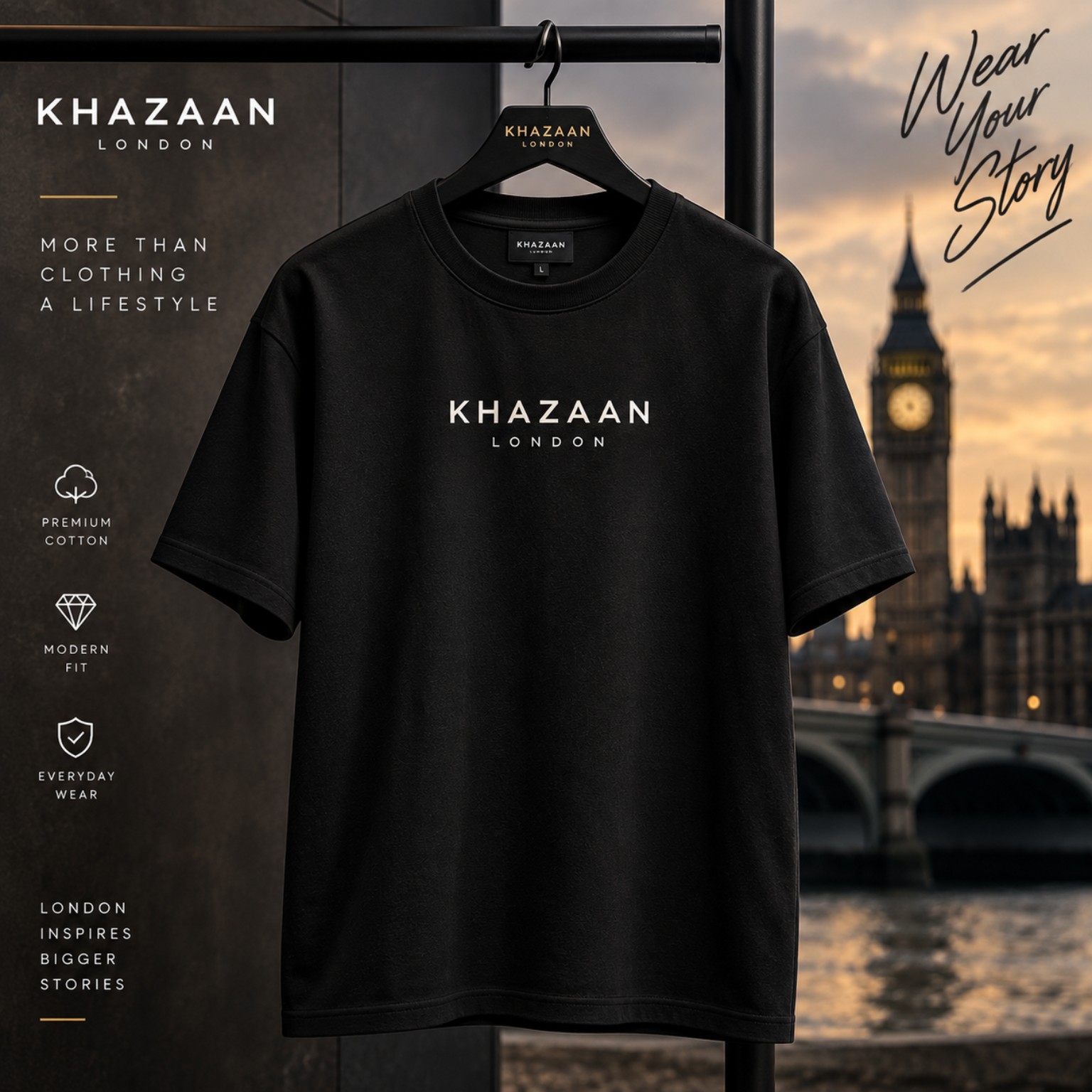 Khazaan London black premium T-shirt