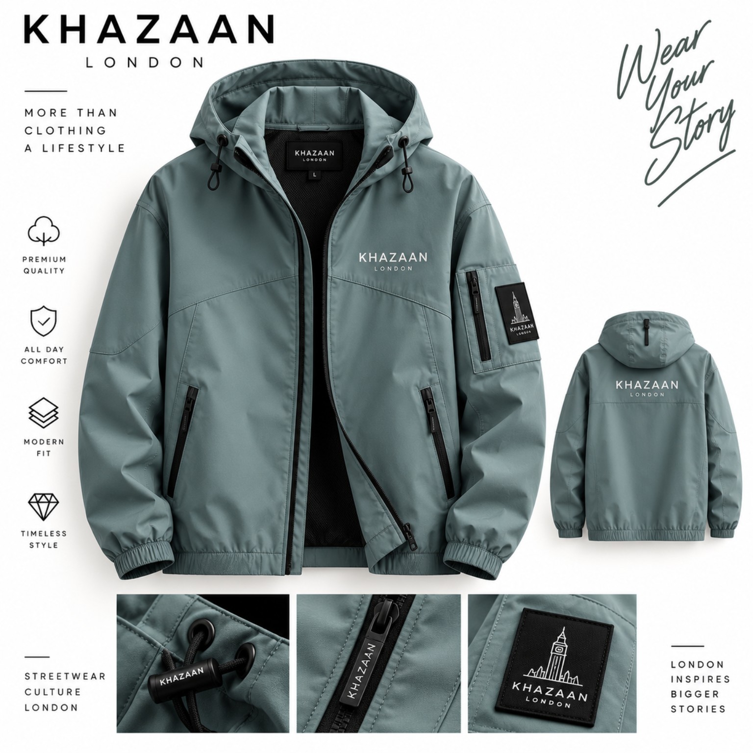 Khazaan London sage utility jacket